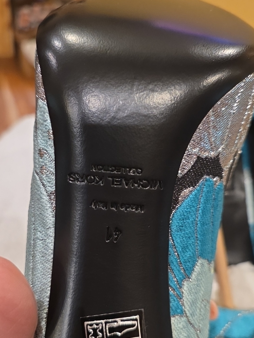 Michael Kors Teal and Silver Crystal-Embellished Pointed Pumps - Picture 6 of 14